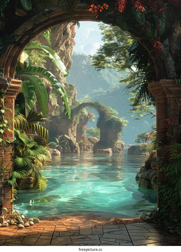 Overgrown Ruins in a Fantasy Landscape