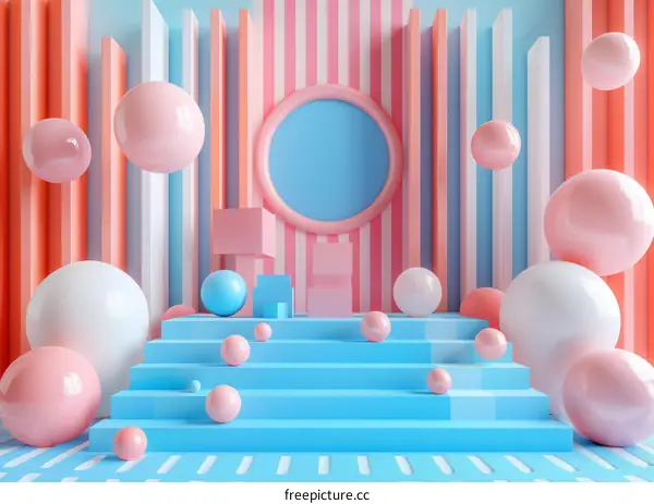 Abstract Pastel Podium with Spheres