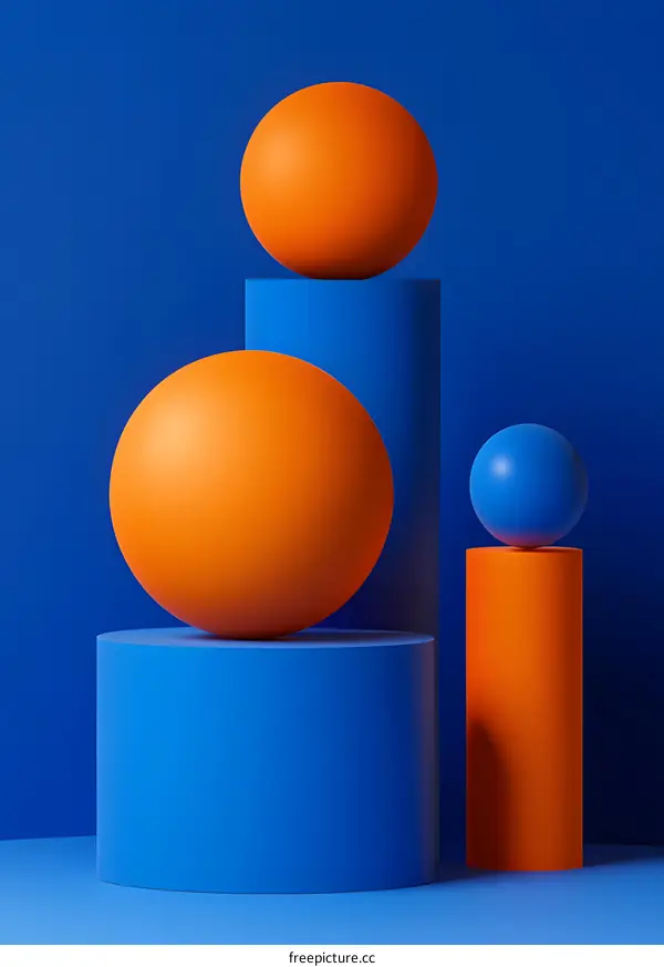 Abstract 3D Minimalist Geometric Shapes Composition