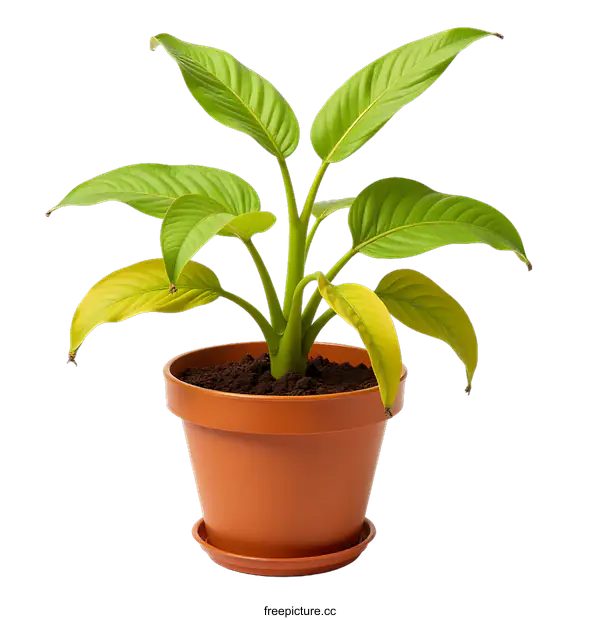 [Transparent Background PNG]Green Plant in a Brown Pot Isolated on a transparent background