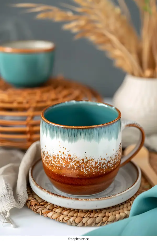 Ceramic Mug With Brown and Green Glaze