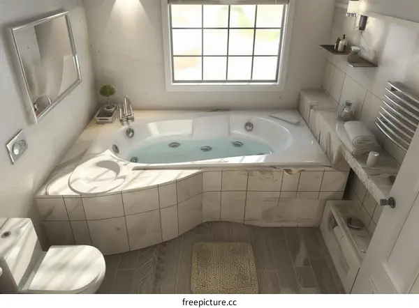 Modern Corner Jacuzzi Bath with Stylish Design