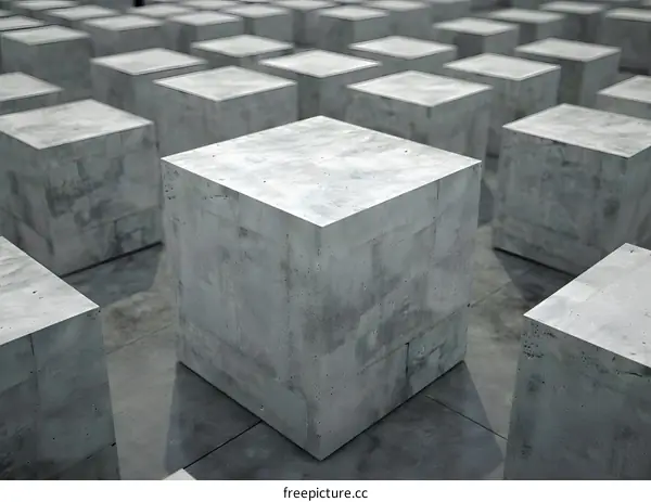 Abstract Grey Concrete Cubes Geometric Pattern