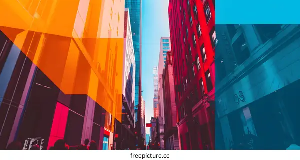 Modern City Buildings with Orange and Blue Colors