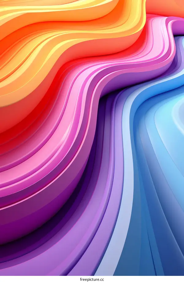 Colorful 3D rendering of a wavy surface