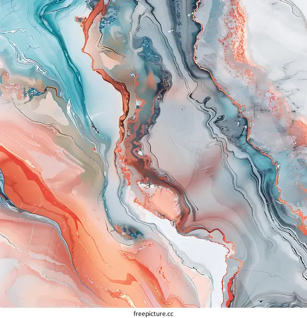 Abstract Fluid Art, Swirling Colors, Marble Effect, Liquid Background