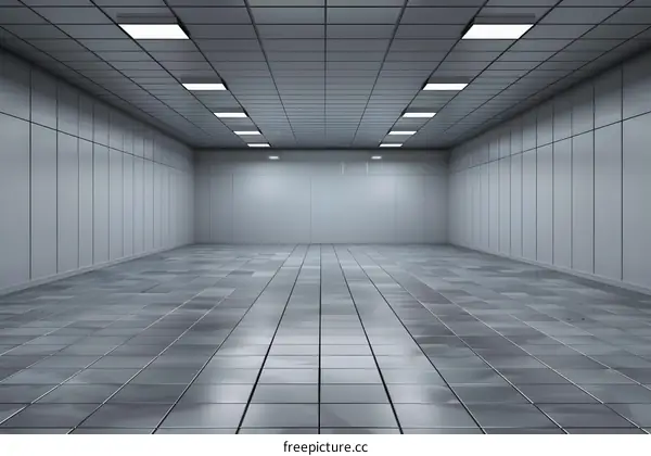 Empty Room With White Walls And Tiled Floor