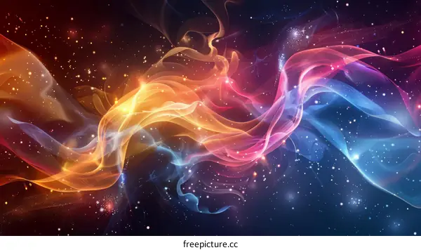 Abstract Colorful Cosmic Nebula Art