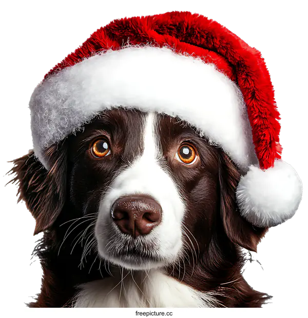 [Transparent Background PNG]Cute Dog Wearing Christmas Hat