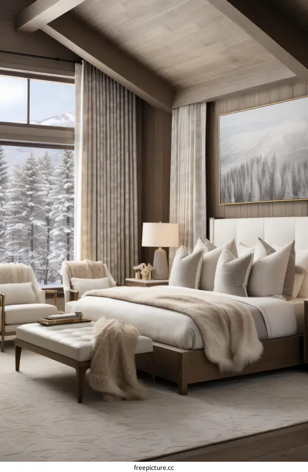 Modern mountain bedroom interior design