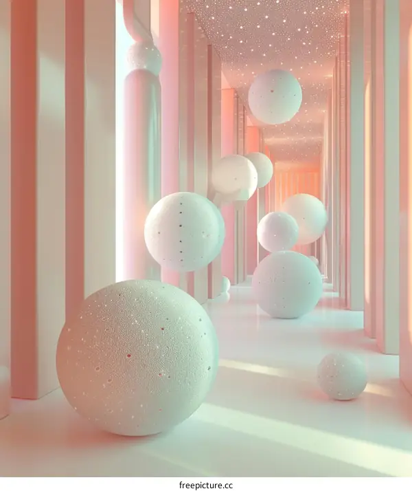 Pink and White Futuristic Hallway