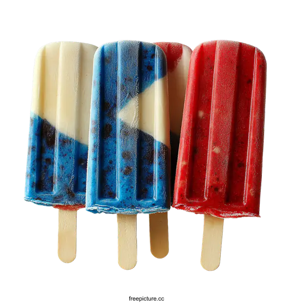 [Transparent Background PNG]Patriotic Popsicles in Red White and Blue