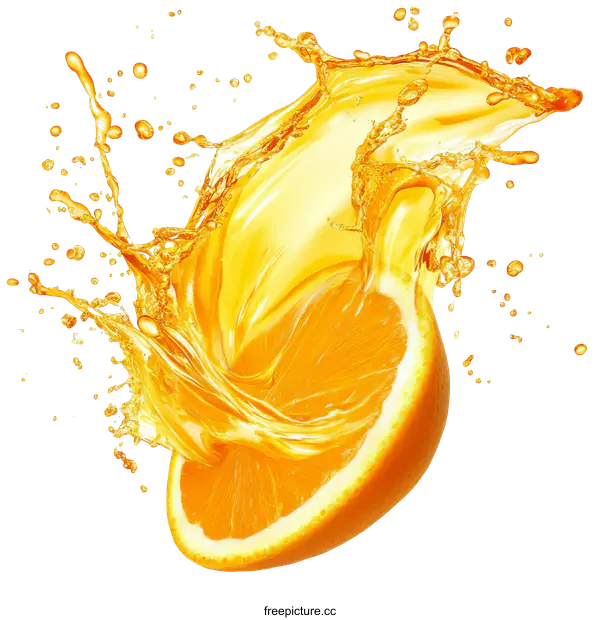 [Transparent Background PNG]Orange Slice with Juice Splash