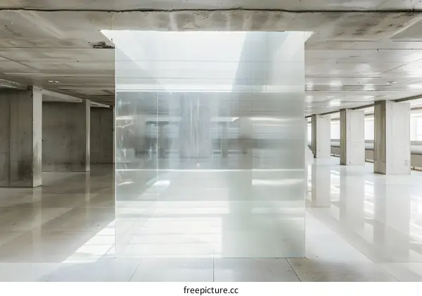 Modern Architectural Design, Glass Wall, Concrete Columns, Interior Design, Minimalist