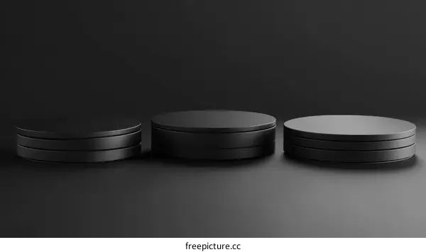 Three Modern Black Product Display Platforms