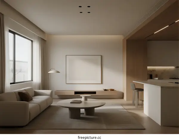Minimalist Living Room Design with Natural Light and Neutral Tones