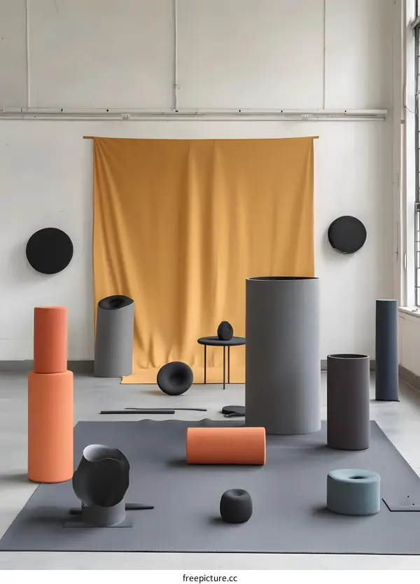 Abstract Interior Design with Colorful Geometric Shapes