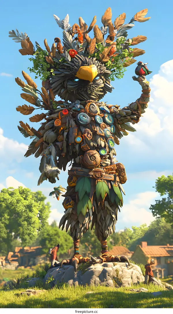 Fantasy Bird Sculpture Made Of Natural Materials