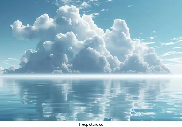Cumulus Cloudscape Over the Expansive Ocean