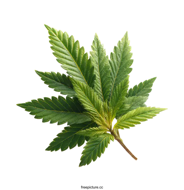 [Transparent Background PNG]Closeup of Fresh Cannabis Leaves