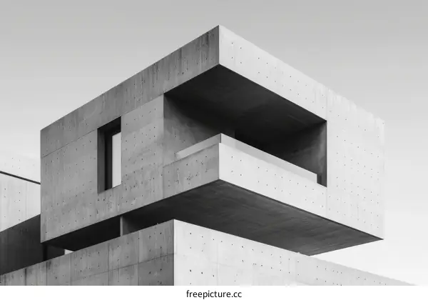Concrete building with geometric shapes
