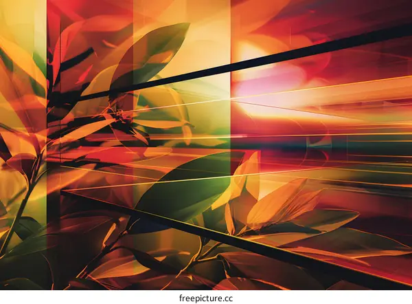 Abstract Art With Leaves and Lines