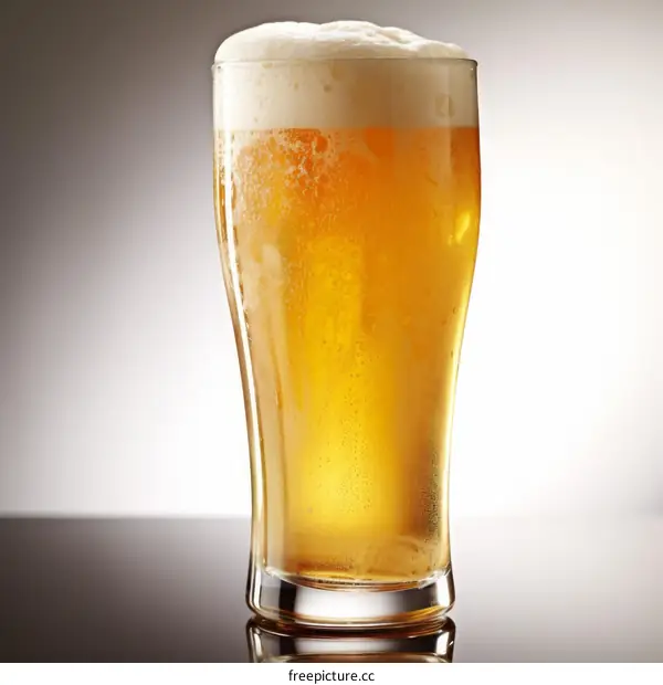 A Tall Glass of Beer with a Frothy Head