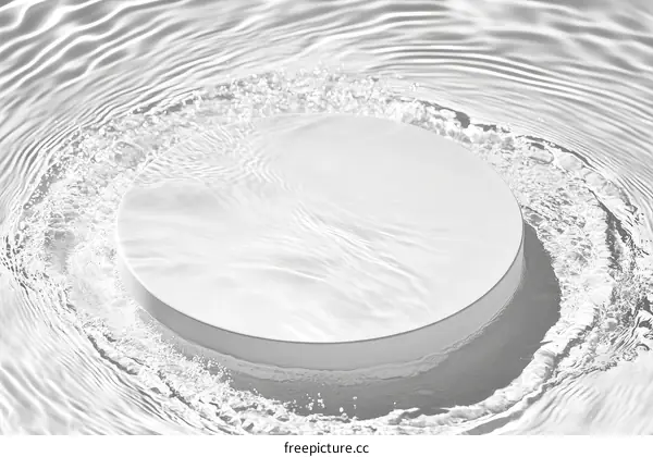 Abstract White Circle Platform in Rippled Water
