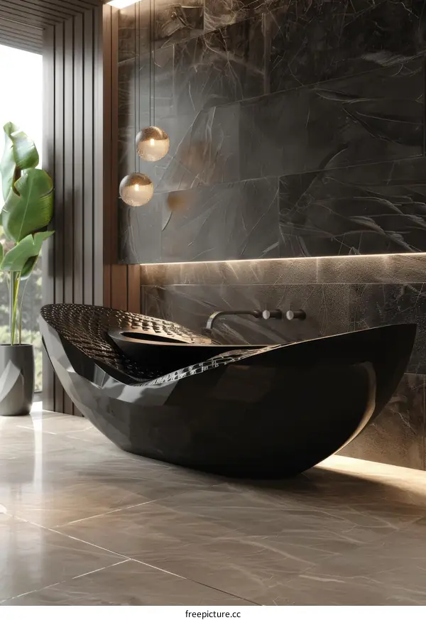 Luxury Modern Black Bathtub Interior Design