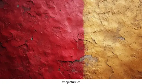 Red and yellow cracked concrete wall