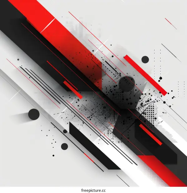 Black red and white geometric shapes abstract painting