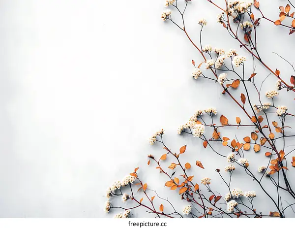 White and Orange Flowers on a Gray Background