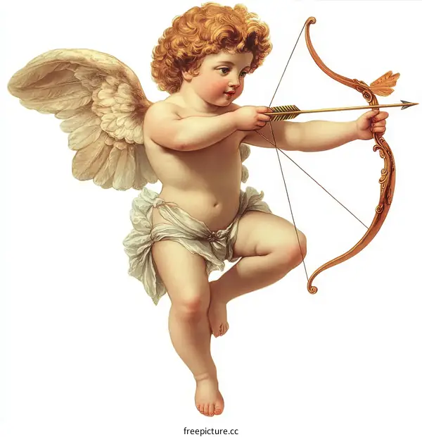 Adorable Cupid with Wings and Bow and Arrow