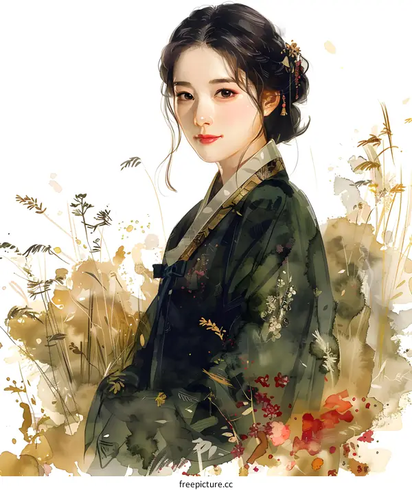 A beautiful Korean woman in traditional dress