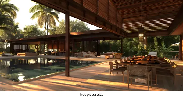 Tropical Modern House with Pool and Patio