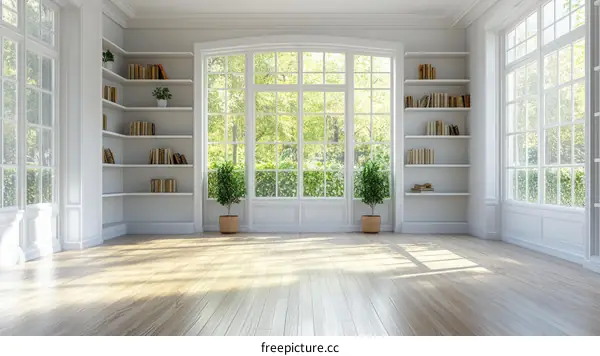 Spacious White Interior with Large Windows