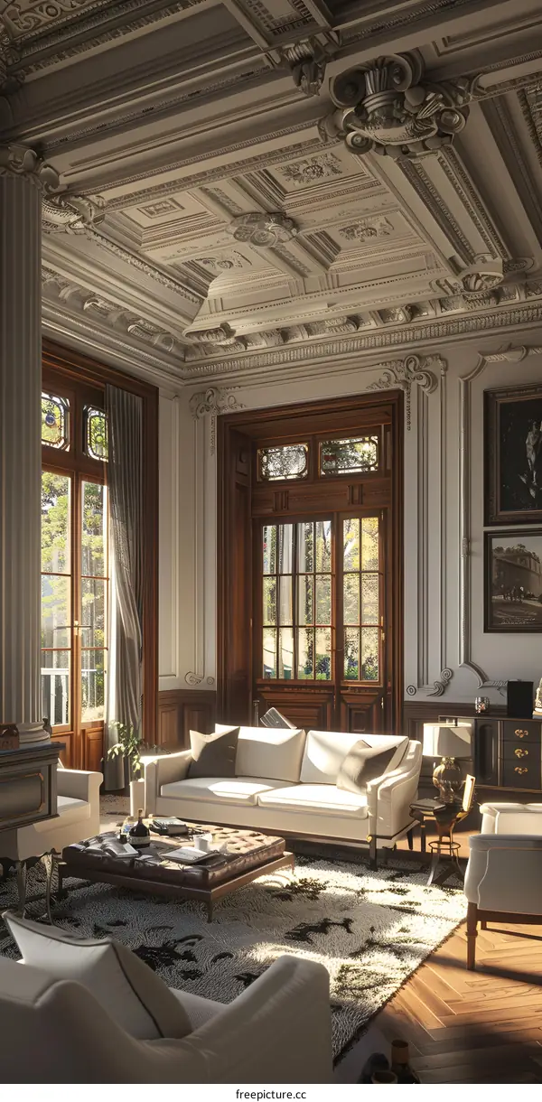 Retro interior fireplace mural living room