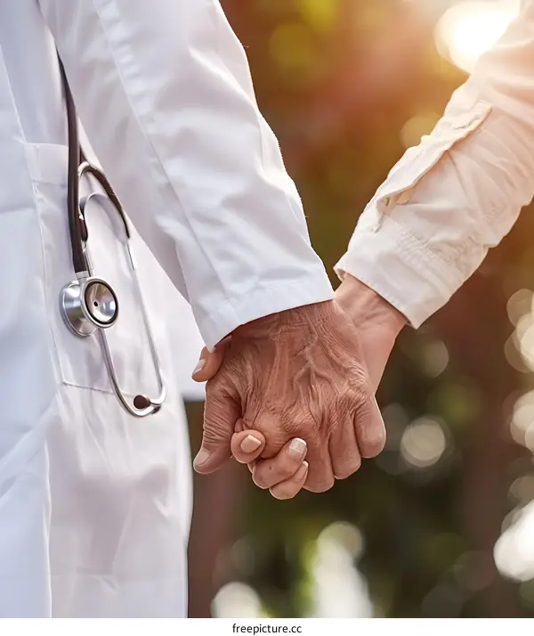 Doctor Holding Patient Hand In Care