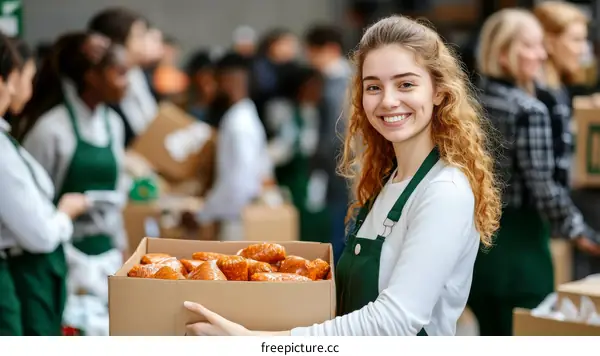 Volunteers Packaging Food Relief Boxes