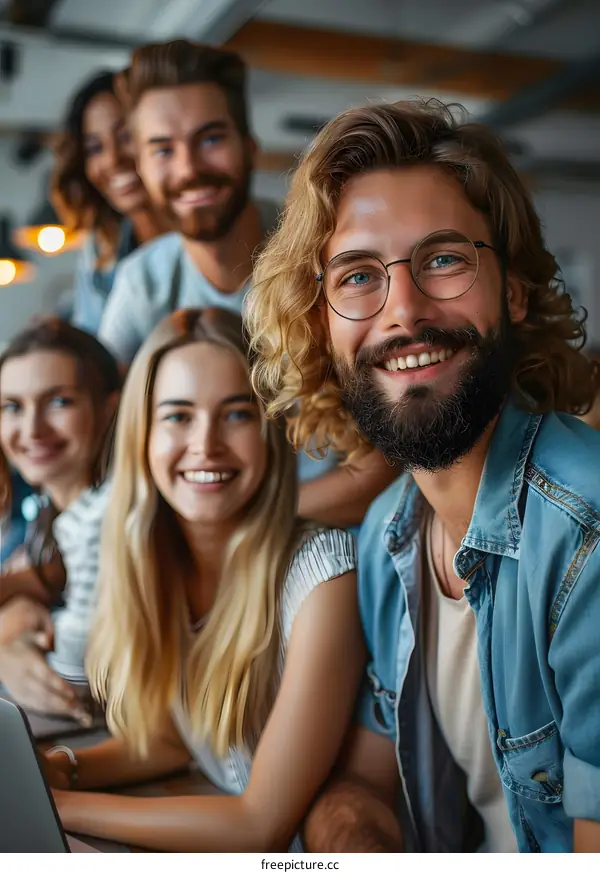 portrait of a group of young professionals smiling and posing for a photo