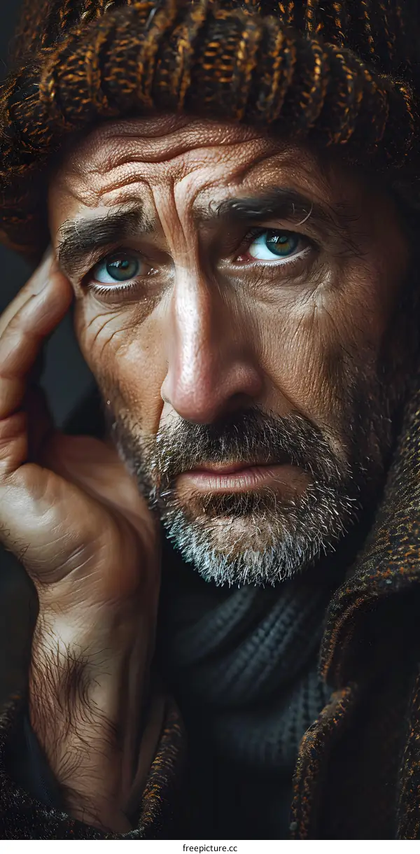 Portrait of a man with a beard and a beanie