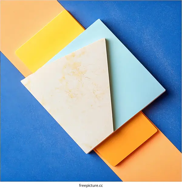 Abstract Geometric Shapes with Blue Yellow and Orange Colors