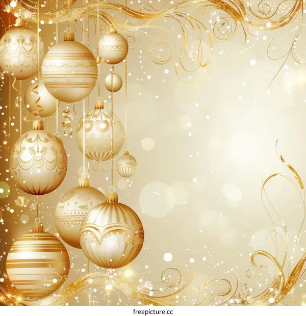 Sparkling Golden Christmas Tree Ornaments