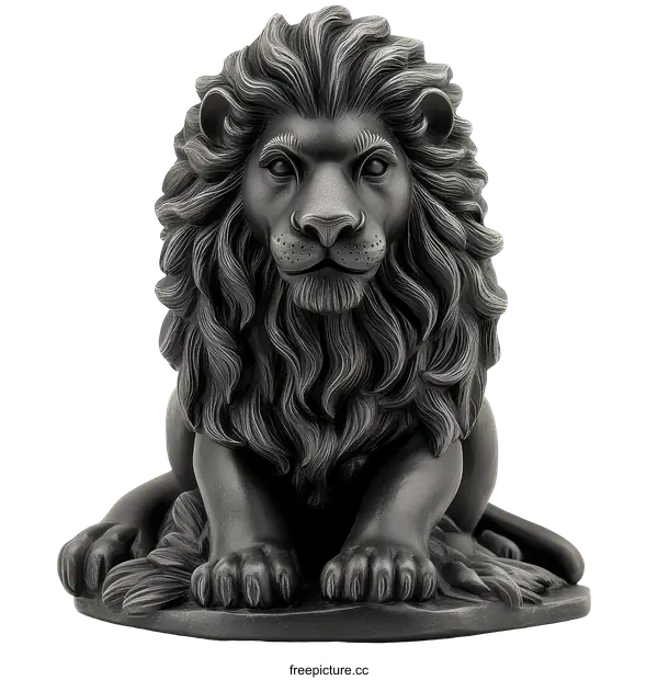 [Transparent Background PNG]Black Lion Sculpture Ornament