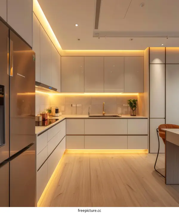 Modern Minimalist Kitchen Design with Warm Lighting