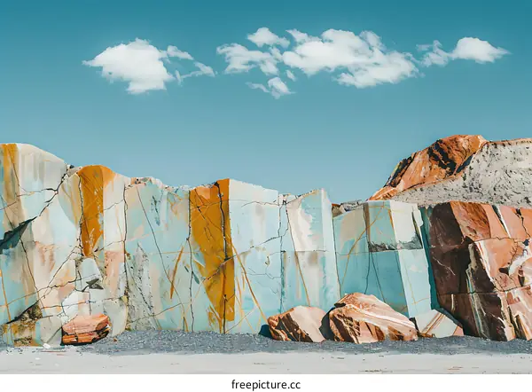Colorful Rock Formations Against Blue Sky