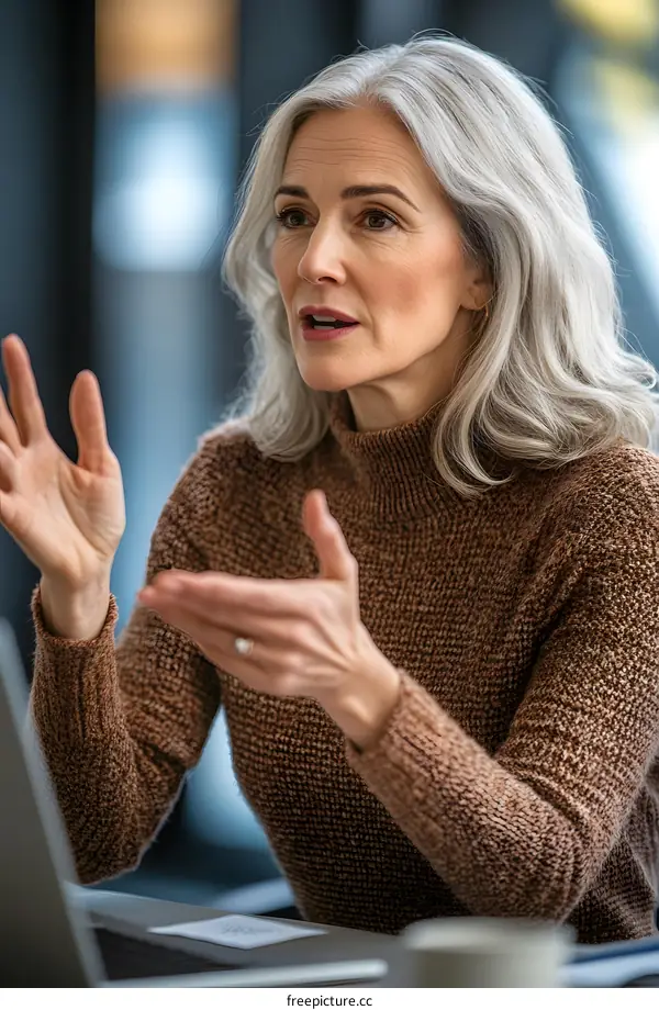 Confident Senior Businesswoman Explaining her Ideas to her Team