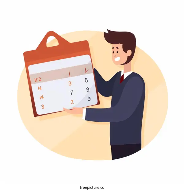 Businessman Holding Monthly Calendar