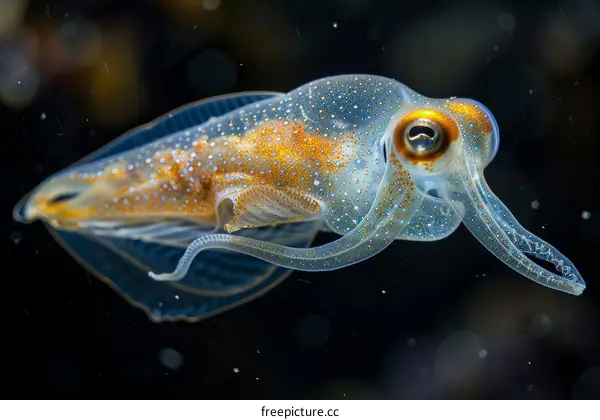 A glass squid (Vitreledonella richardi) in the waters of the Pacific Ocean