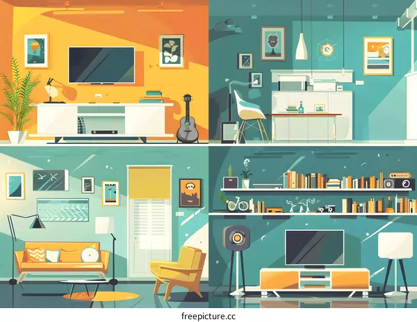 Modern Living Room Interior Design Illustration